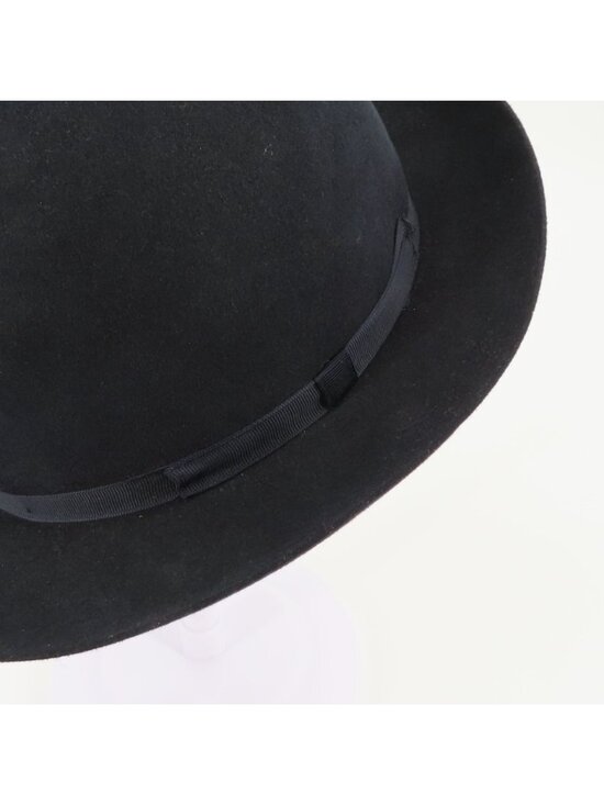 VTG Burberrys Womens Medium M Dark Navy Blue Bowler Derby Hat Made in England main image 4